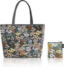 Borsa Gatto Tote Bag Aesthetic, 42 * 30Cm Borsa a Tracolla, Riutilizzabile Borsa