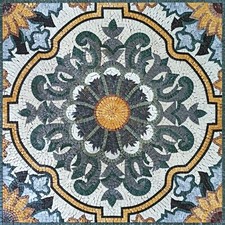 Piastrella mosaico con motivo ornato fatto a mano con girasoli