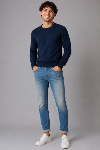 Jeans uomo zip bottone - jeans,