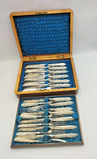 Antiche posate da mensa vittoriane 24 pezzi madreperla placcate argento Robert