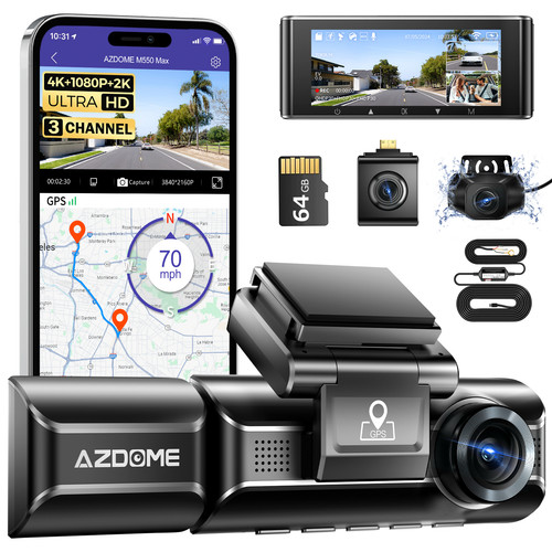 Dash cam azdome 3ch 2 - azdome, 4k+1k+2.5k