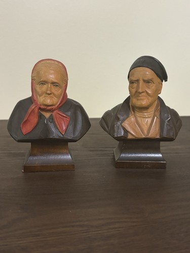Coppia busto vintage legno - coppia,