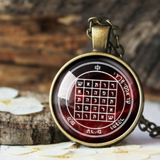 Talismano di Saturno Pentacolo magico Salomone, collana con ciondolo...