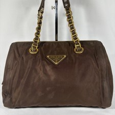 Borsa a tracolla Prada marrone nylon tracolla catena triangolo logo mini borsa Boston