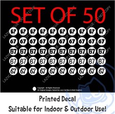 50ct- 67 Decal Sticker Printed