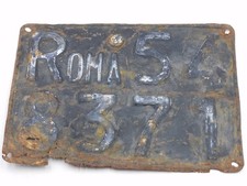 Targa auto ROMA in metallo anni 50  da collezione  vintage car license plate