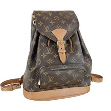 Borsa zaino Louis Vuitton Monogram Montsouris MM pelle tessuto marrone 3817