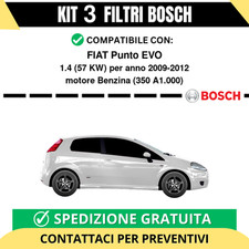 KIT BOSCH 3 Filtri tagliando per FIAT Punto EVO 1.4 57 kw Benzina 2009-2012