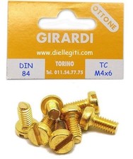 VITE A METALLO IN OTTONE TESTA CILINDRICA M4x6 - DIN 84 - UNI 6107