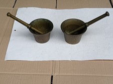 2 Antico Mortaio in Ottone con Pestello (No antica pesiera peso lucchetto chiave