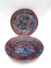 2 Piatti Salviati in vetro fuso con avventurina antico vetro veneziano di Murano c1890