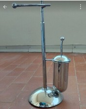 Piantana porta rotolo+scopino in acciaio inox