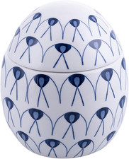 Contenitore Uovo Porta Oggetti Grande in Ceramica, Decoro Geometrico, Easter