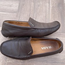 Prada mocassino uomo n.8.5/42.5 scarpa in pelle marrone