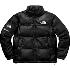 Giacca imbottita in pelle nera con viso di montagna | Giacca imbottita unisex in pelle nera