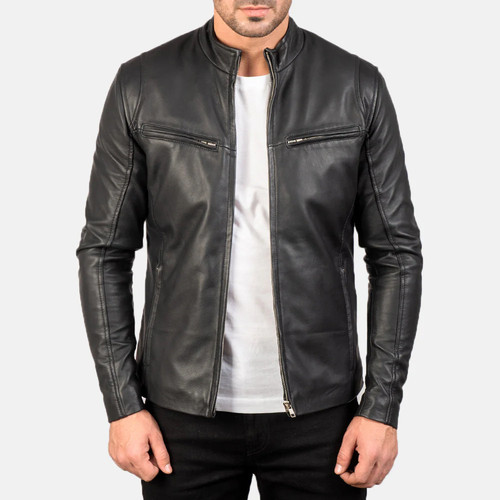 Giubbino pelle nero ionico - pelle,