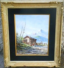 ATHOS BRIOSCHI (1910-2000) - PAESAGGIO - SUL LAGO - VECCHIO QUADRO DIPINTO OLIO