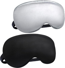 2 Mascherina per Dormire, Maschera Da Notte per Gli Occhi in Seta Ultra Morbida 