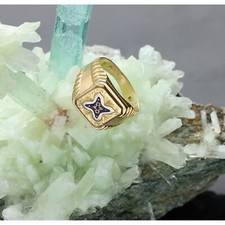 Anello  VINTAGE uomo in oro giallo 750 18 kt con smalti