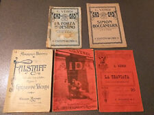 Giuseppe Verdi, lotto di 5 libretti d'Opera lirica antichi. Vedi descrizione.