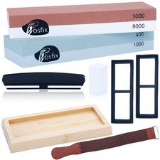 Rosfix Set Pietre Affilatura Coltelli – 400/1000/3000/8000 | Base Antiscivolo