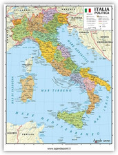 - Cartina Italia Geografica A4 Fisica Politica 21X30Cm Plastificata Lucida per U