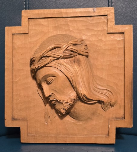Vintage hand carved wood jesus - wood,