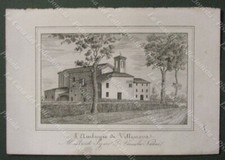 VILLANOVA, Castenaso, Bologna. Chiesa di S.Ambrogio. Lito dis. E.Corty, 1837