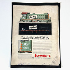 Mockup pubblicitario originale 1954 3M Scotchlite Railroad Minnesota Transfer Ry #62 Art