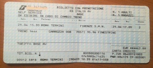 Vecchio biglietto treno - biglietto,