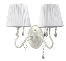 APPLIQUE METALLLO 2 LUCI LAMPADA PARETE MURO BRACCIO ANTICATO PERLA PLISSE 37*27