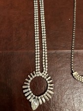 Collana vintage strass firmata Kramer tono argento 