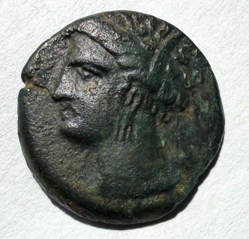 Cartagine ae16 testa tanit - cartagine, ae16.testa