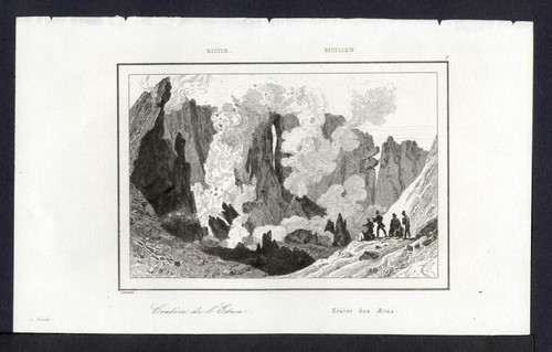 Cratere dell etna incisione - dell'etna, ,