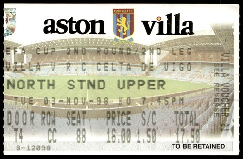 Biglietto 1998 aston villa - aston,