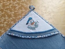 Accappatoio neonato 0-18 mesi PAPERINO SPLASH artigianale punto croce +uncinetto