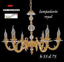LAMPADARIO 5 LUCI ROYAL  CLASSICO SOSPENSIONE ARTIGIANALE ORO FRANCESE