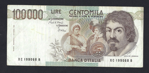 100000 lire caravaggio primo - 100000,