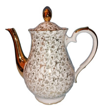 CAFFETTIERA IN PORCELLANA BAVARIA ORO MOTIVI FLOREALI VINTAGE ALTEZZA 20 cm