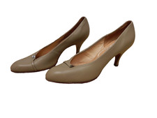 Pumps Da Donna Graziella Taglia 6,5 In Pelle Verde Oliva Vintage Anni 50 60