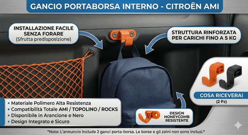 Gancio zaino per citroen ami - gancio,