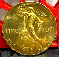 REGNO D'ITALIA  VITTORIO EMANUELE III - 100 LIRE ORO 1925 VETTA D'ITALIA - COPIA