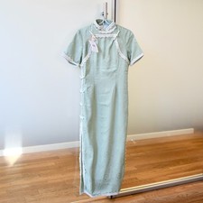 Qipao Pizzo Bianco Flora Verde