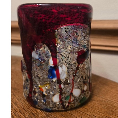 Murano red drip rim - drip, vase