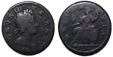 Regno Unito 1718 Giorgio I mezzo penny, emissione discarica