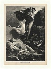 Hero und Leander Ferdinand Keller Griechische Mythologie Holzstich C 0004