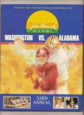 1986 Sun Bowl Game Program Washington Alabama