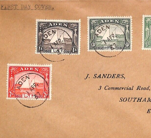 Aden kgvi 1937 fdc dhows - 1937, *dhows*{4}