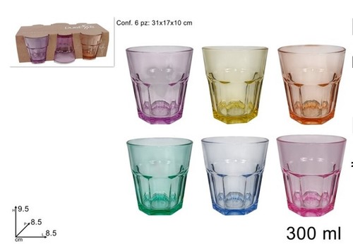 Bicchieri vetro 300ml 6pz - bicchieri, st