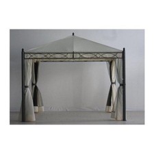 Gazebo Amicasa Oregon 3x3 m in Ferro Beige con Tende e Zanzariere Stand ferro